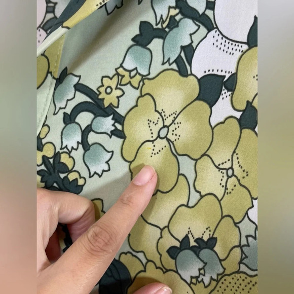 Pretty Good Made in USA Green Floral Collared Sleeveless Mini Dress Women’s S - Picture 5 of 11